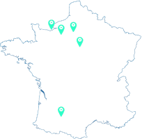 Carte des 5 bureaux Altermès en France